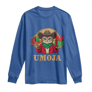 Funny Umoja Holiday Gift Long Sleeve Shirt CowCat Kwanzaa Kinara Candle And Presents TS12 Royal Blue Print Your Wear