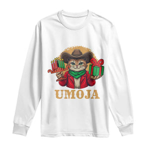 Funny Umoja Holiday Gift Long Sleeve Shirt CowCat Kwanzaa Kinara Candle And Presents TS12 White Print Your Wear