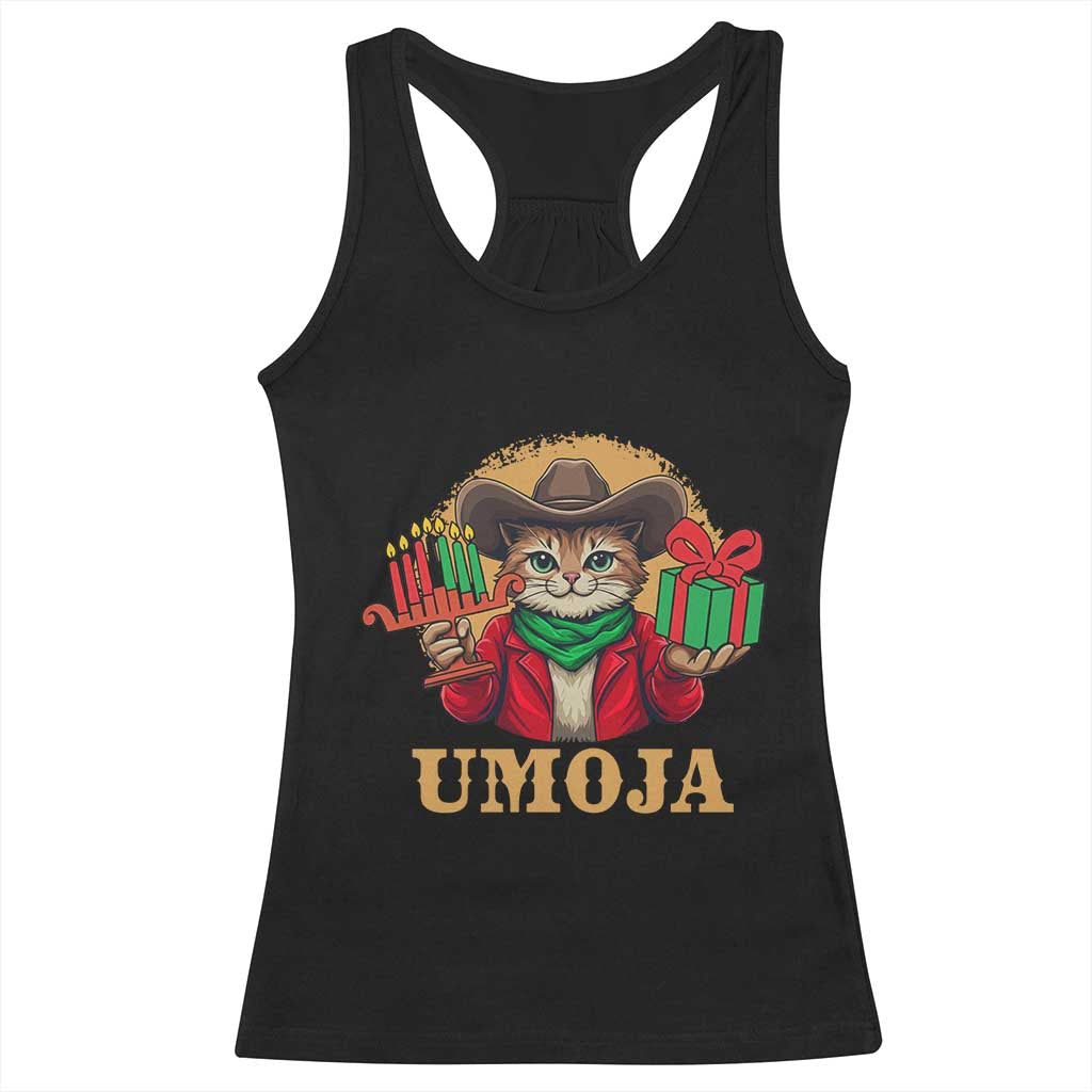 Funny Umoja Holiday Gift Racerback Tank Top CowCat Kwanzaa Kinara Candle And Presents TS12 Black Print Your Wear
