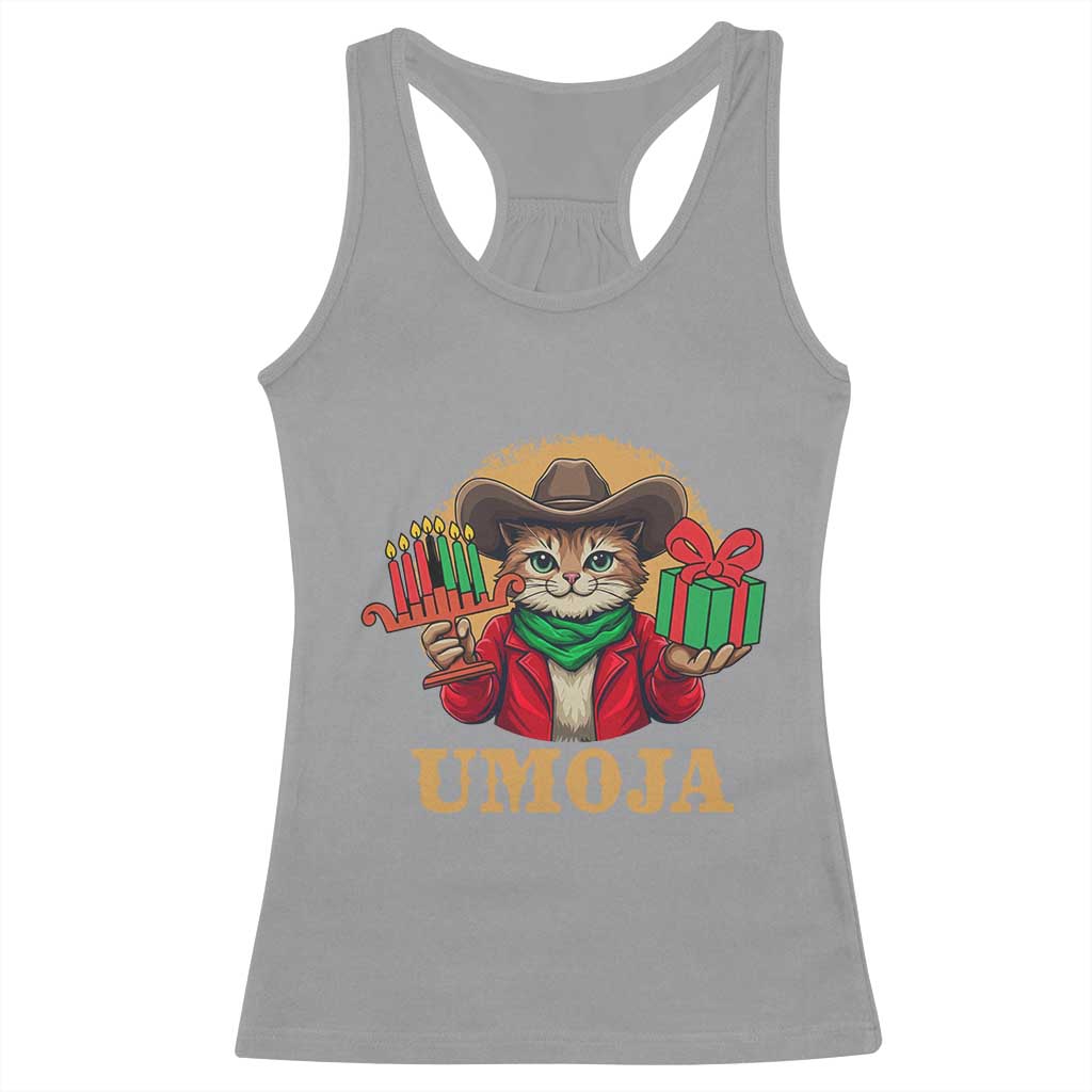 Funny Umoja Holiday Gift Racerback Tank Top CowCat Kwanzaa Kinara Candle And Presents TS12 Sport Gray Print Your Wear