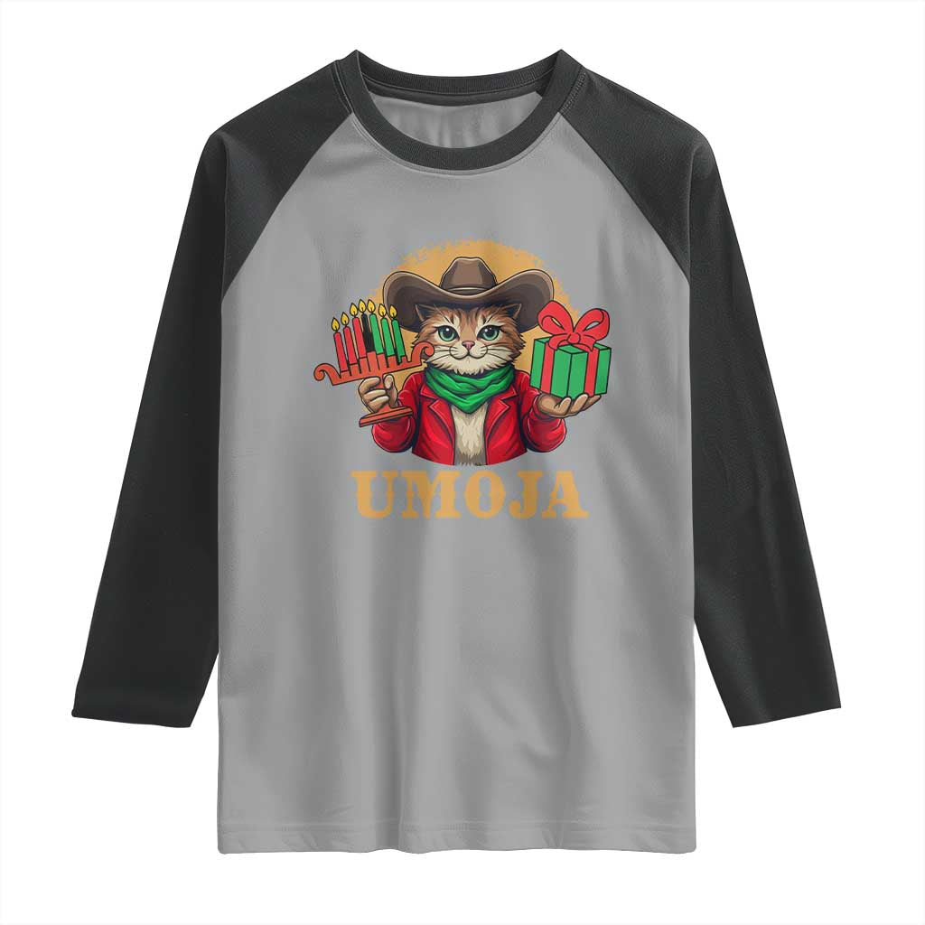 Funny Umoja Holiday Gift Raglan Shirt CowCat Kwanzaa Kinara Candle And Presents TS12 Sport Gray Black Print Your Wear