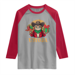 Funny Umoja Holiday Gift Raglan Shirt CowCat Kwanzaa Kinara Candle And Presents TS12 Sport Gray Red Print Your Wear