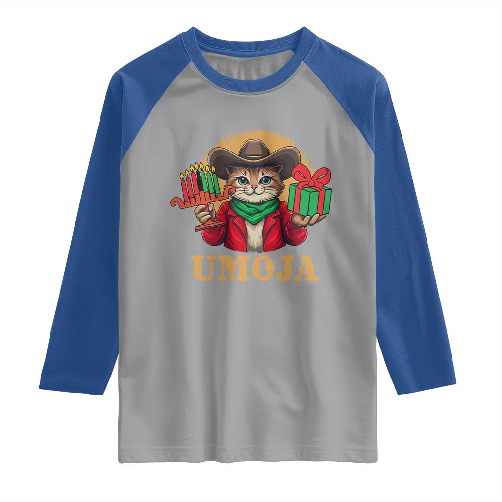 Funny Umoja Holiday Gift Raglan Shirt CowCat Kwanzaa Kinara Candle And Presents TS12 Sport Gray Royal Print Your Wear
