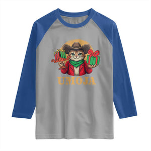 Funny Umoja Holiday Gift Raglan Shirt CowCat Kwanzaa Kinara Candle And Presents TS12 Sport Gray Royal Print Your Wear