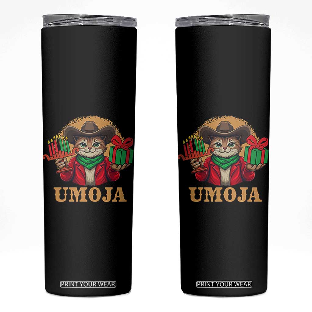Funny Umoja Holiday Gift Skinny Tumbler CowCat Kwanzaa Kinara Candle And Presents TS12 Black Print Your Wear