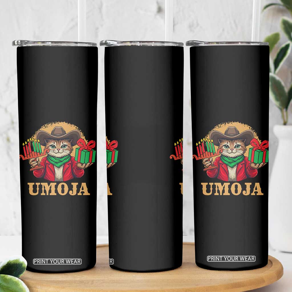 Funny Umoja Holiday Gift Skinny Tumbler CowCat Kwanzaa Kinara Candle And Presents TS12 Print Your Wear