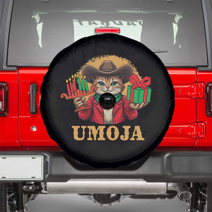 Funny Umoja Holiday Gift Spare Tire Cover CowCat Kwanzaa Kinara Candle And Presents TS12 Black Print Your Wear