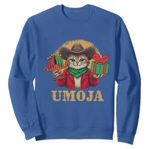 Funny Umoja Holiday Gift Sweatshirt CowCat Kwanzaa Kinara Candle And Presents TS12 Royal Blue Print Your Wear