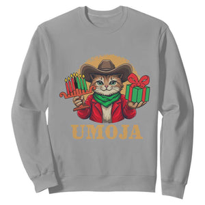 Funny Umoja Holiday Gift Sweatshirt CowCat Kwanzaa Kinara Candle And Presents TS12 Sport Gray Print Your Wear
