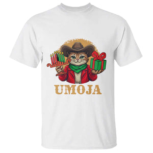 Funny Umoja Holiday Gift T Shirt CowCat Kwanzaa Kinara Candle And Presents TS12 White Print Your Wear
