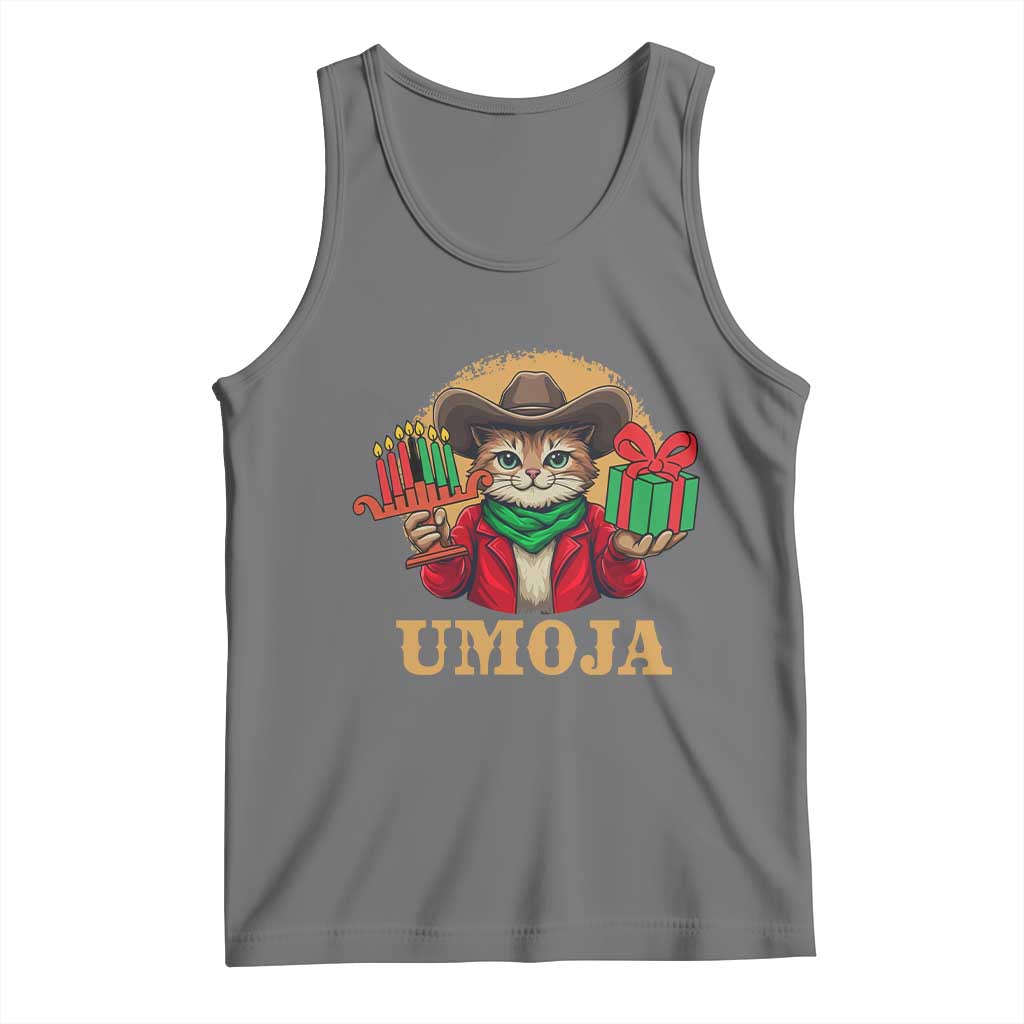 Funny Umoja Holiday Gift Tank Top CowCat Kwanzaa Kinara Candle And Presents TS12 Black Heather Print Your Wear