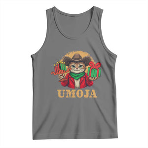 Funny Umoja Holiday Gift Tank Top CowCat Kwanzaa Kinara Candle And Presents TS12 Black Heather Print Your Wear
