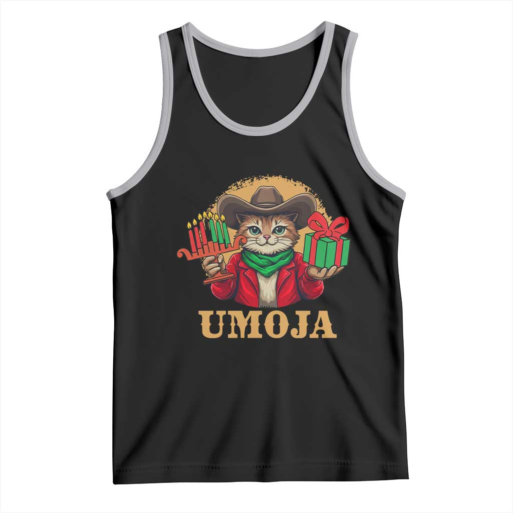 Funny Umoja Holiday Gift Tank Top CowCat Kwanzaa Kinara Candle And Presents TS12 Black Athletic Heather Print Your Wear