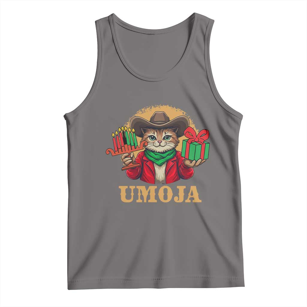 Funny Umoja Holiday Gift Tank Top CowCat Kwanzaa Kinara Candle And Presents TS12 Deep Heather Print Your Wear
