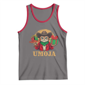 Funny Umoja Holiday Gift Tank Top CowCat Kwanzaa Kinara Candle And Presents TS12 Deep Heather Red Print Your Wear