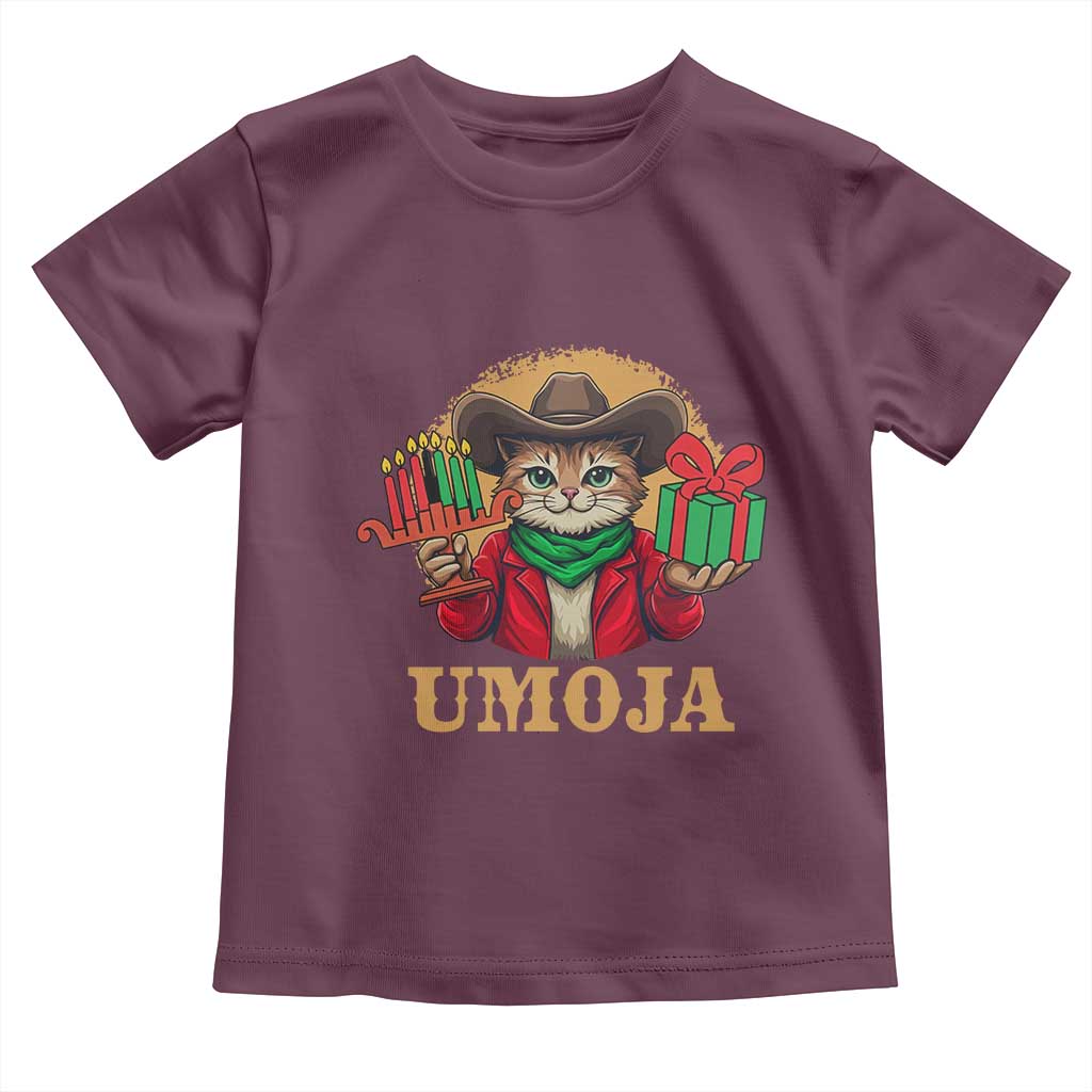 Funny Umoja Holiday Gift Toddler T Shirt CowCat Kwanzaa Kinara Candle And Presents TS12 Maroon Print Your Wear