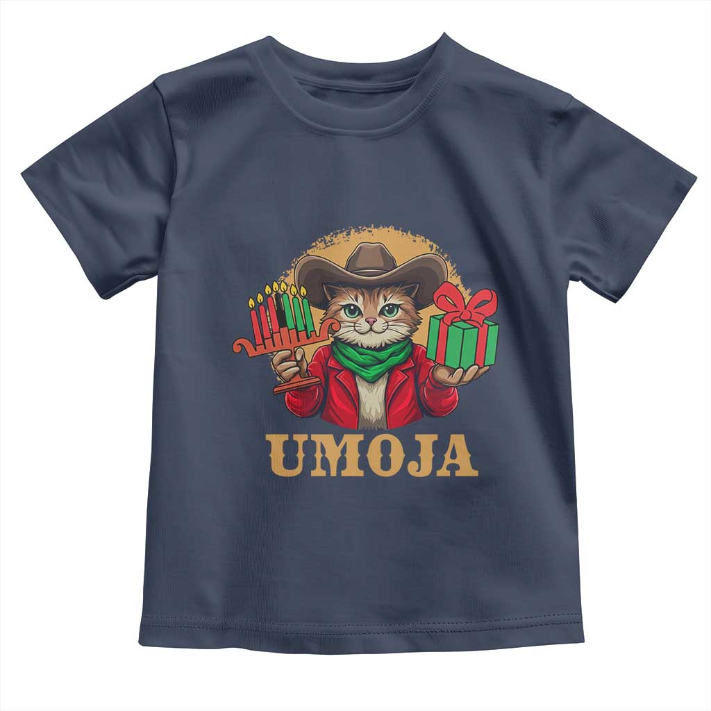Funny Umoja Holiday Gift Toddler T Shirt CowCat Kwanzaa Kinara Candle And Presents TS12 Navy Print Your Wear
