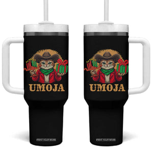 Funny Umoja Holiday Gift Tumbler With Handle CowCat Kwanzaa Kinara Candle And Presents TS12 One Size: 40 oz Black Print Your Wear