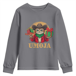 Funny Umoja Holiday Gift Youth Sweatshirt CowCat Kwanzaa Kinara Candle And Presents TS12 Charcoal Print Your Wear