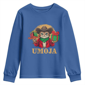 Funny Umoja Holiday Gift Youth Sweatshirt CowCat Kwanzaa Kinara Candle And Presents TS12 Royal Blue Print Your Wear