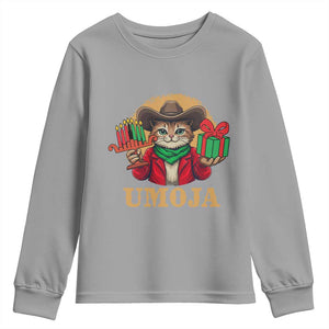 Funny Umoja Holiday Gift Youth Sweatshirt CowCat Kwanzaa Kinara Candle And Presents TS12 Sport Gray Print Your Wear