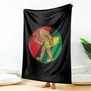 African American Holiday Gift Throw Blanket Retro Sunset Bigfoot With Kwanzaa Candle - Print Your Wear