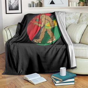African American Holiday Gift Throw Blanket Retro Sunset Bigfoot With Kwanzaa Candle - Print Your Wear