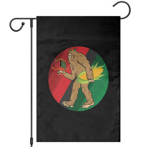 African American Holiday Gift Garden Flag Retro Sunset Bigfoot With Kwanzaa Candle - Print Your Wear