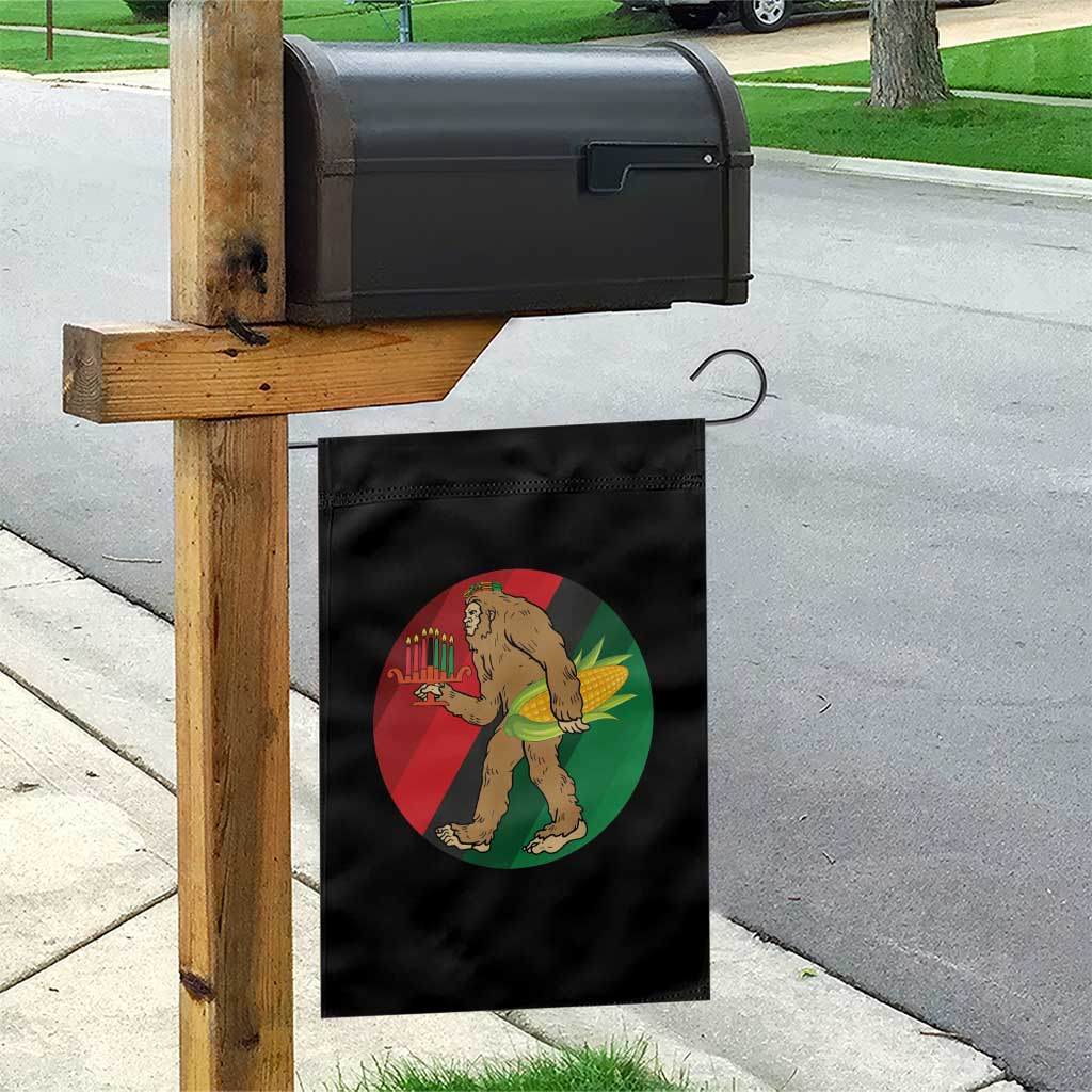 African American Holiday Gift Garden Flag Retro Sunset Bigfoot With Kwanzaa Candle TS12 Print Your Wear