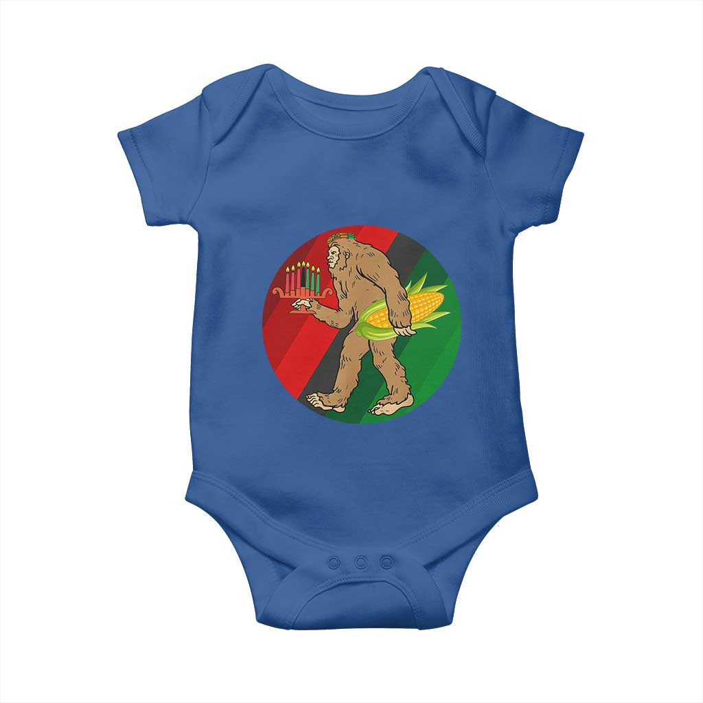 African American Holiday Gift Baby Onesie Retro Sunset Bigfoot With Kwanzaa Candle TS12 Royal Blue Print Your Wear