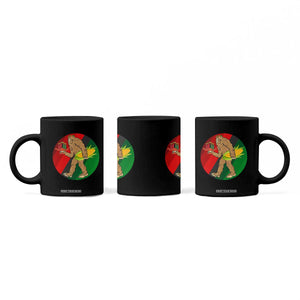 African American Holiday Gift Coffee Mug Retro Sunset Bigfoot With Kwanzaa Candle - Print Your Wear