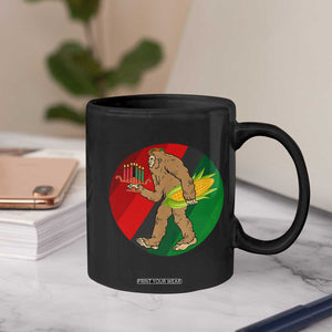 African American Holiday Gift Coffee Mug Retro Sunset Bigfoot With Kwanzaa Candle - Print Your Wear