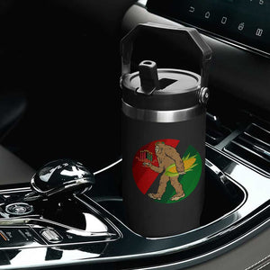 African American Holiday Gift Flip Straw Tumbler Retro Sunset Bigfoot With Kwanzaa Candle TS12 Print Your Wear