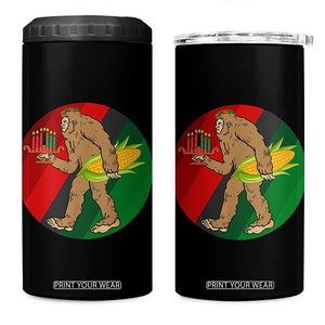 African American Holiday Gift 4 in 1 Can Cooler Tumbler Retro Sunset Bigfoot With Kwanzaa Candle - Print Your Wear