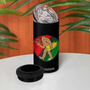 African American Holiday Gift 4 in 1 Can Cooler Tumbler Retro Sunset Bigfoot With Kwanzaa Candle - Print Your Wear