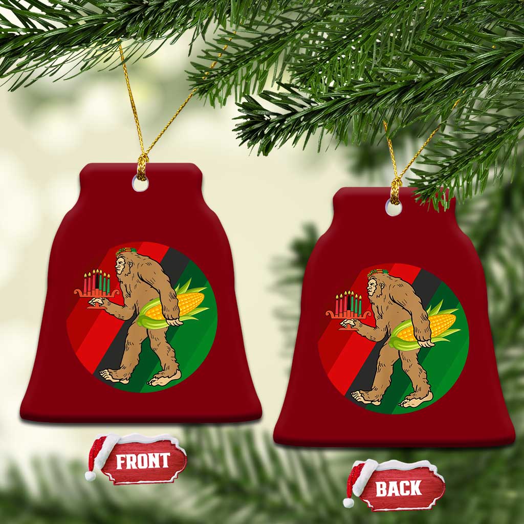 African American Holiday Gift Ceramic Ornament Retro Sunset Bigfoot With Kwanzaa Candle TS12 Print Your Wear