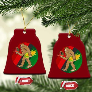 African American Holiday Gift Ceramic Ornament Retro Sunset Bigfoot With Kwanzaa Candle TS12 Print Your Wear