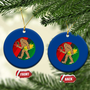 African American Holiday Gift Ceramic Ornament Retro Sunset Bigfoot With Kwanzaa Candle TS12 1pc Blue Print Your Wear