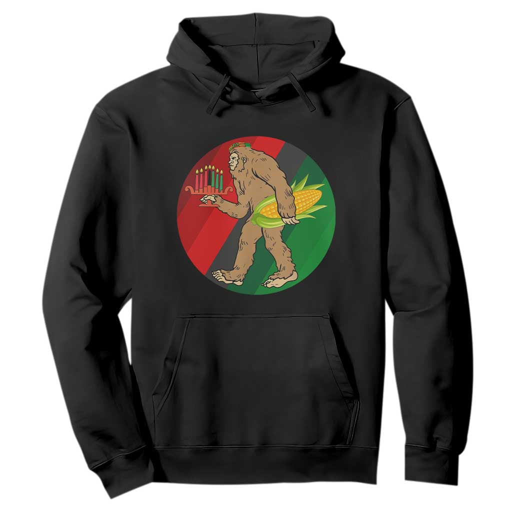 African American Holiday Gift Hoodie Retro Sunset Bigfoot With Kwanzaa Candle - Print Your Wear