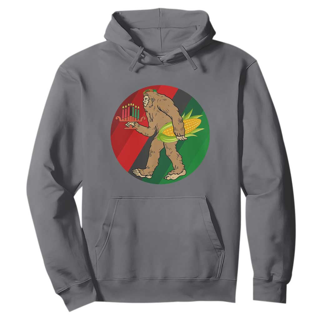 African American Holiday Gift Hoodie Retro Sunset Bigfoot With Kwanzaa Candle - Print Your Wear