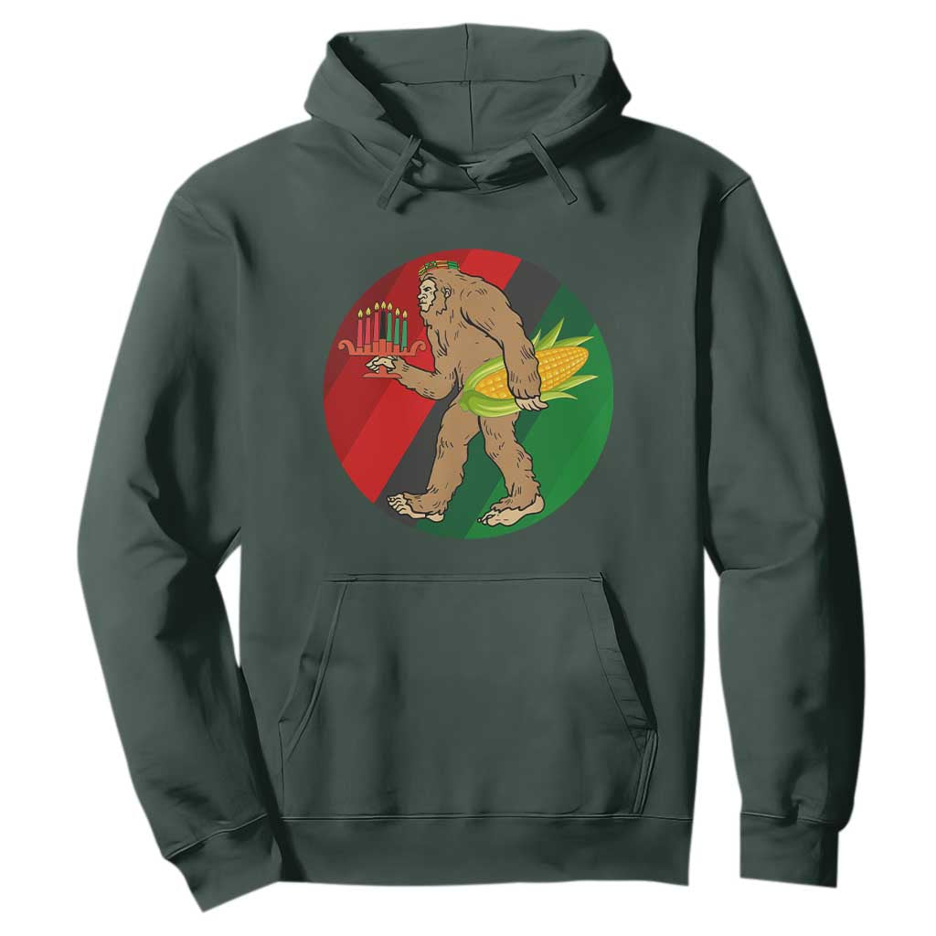 African American Holiday Gift Hoodie Retro Sunset Bigfoot With Kwanzaa Candle - Print Your Wear