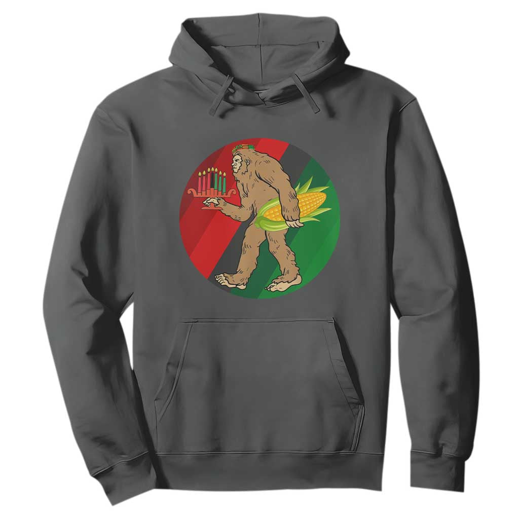 African American Holiday Gift Hoodie Retro Sunset Bigfoot With Kwanzaa Candle - Print Your Wear