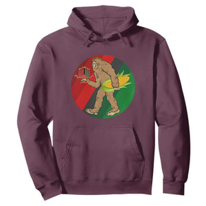 African American Holiday Gift Hoodie Retro Sunset Bigfoot With Kwanzaa Candle TS12 Maroon Print Your Wear