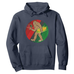 African American Holiday Gift Hoodie Retro Sunset Bigfoot With Kwanzaa Candle TS12 Navy Print Your Wear