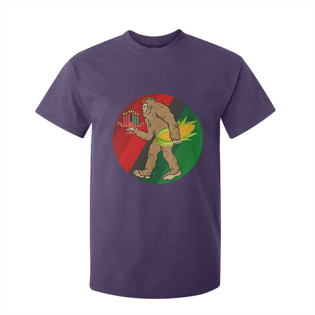 African American Holiday Gift T Shirt For Kid Retro Sunset Bigfoot With Kwanzaa Candle TS12 Purple Print Your Wear