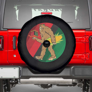 African American Holiday Gift Spare Tire Cover Retro Sunset Bigfoot With Kwanzaa Candle TS12 Black Print Your Wear
