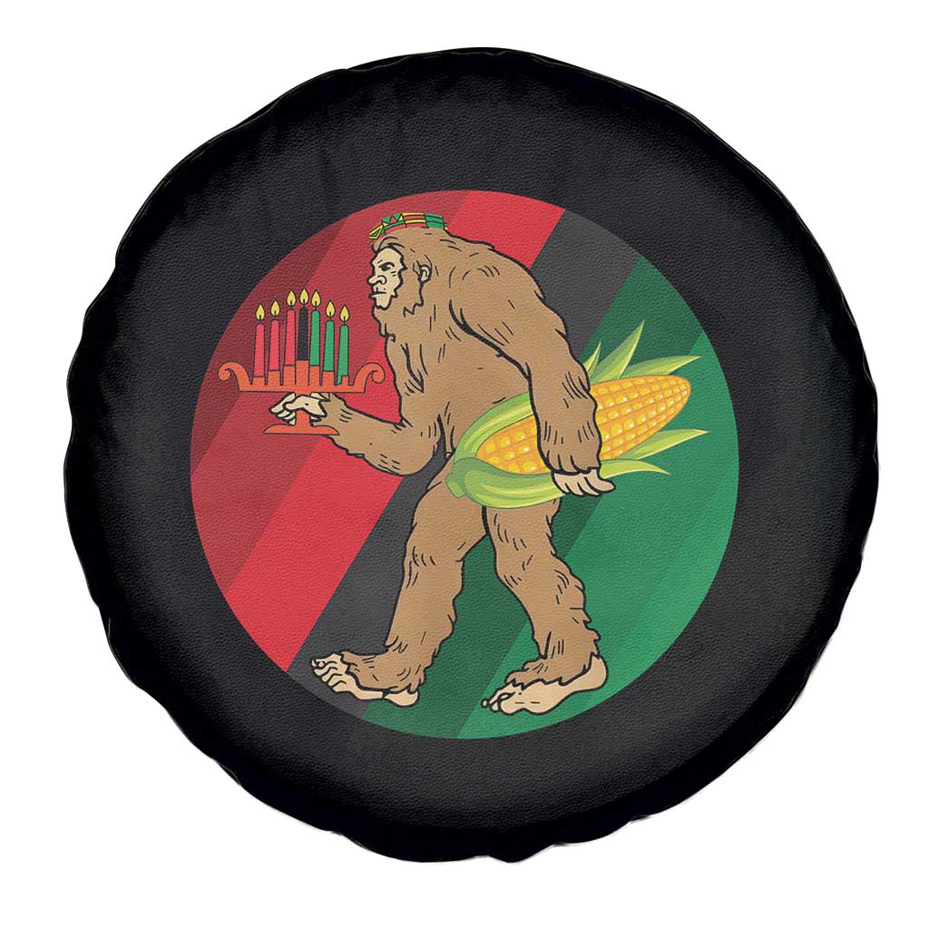African American Holiday Gift Spare Tire Cover Retro Sunset Bigfoot With Kwanzaa Candle - Print Your Wear