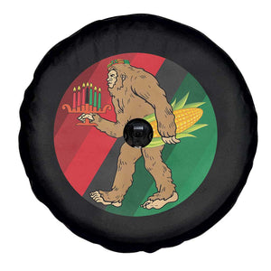 African American Holiday Gift Spare Tire Cover Retro Sunset Bigfoot With Kwanzaa Candle - Print Your Wear