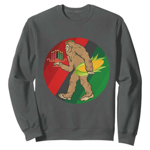 African American Holiday Gift Sweatshirt Retro Sunset Bigfoot With Kwanzaa Candle - Print Your Wear