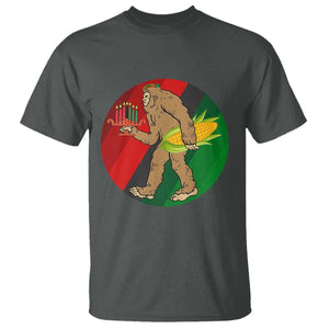 African American Holiday Gift T Shirt Retro Sunset Bigfoot With Kwanzaa Candle TS12 Dark Heather Print Your Wear